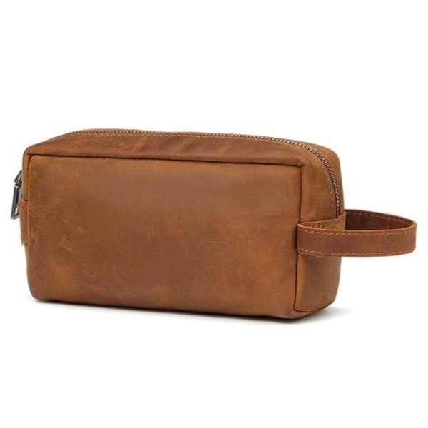 trousse de toilette cuir marron