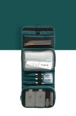 Trousse de toilette semi-rigide à suspendre, repliable, plusieurs compartiments pour ranger, sections imperméables