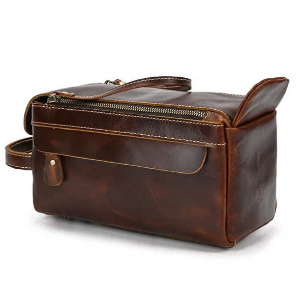trousse homme cuir marron