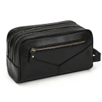 trousse en cuir lisse noir