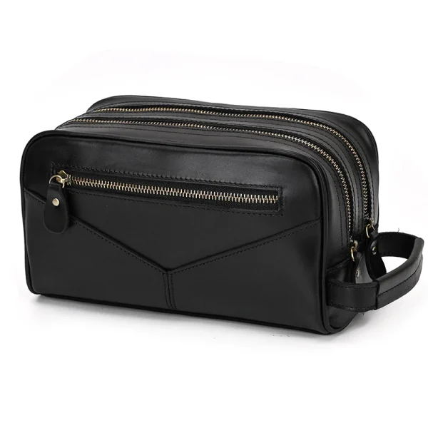 trousse de luxe homme en cuir noir