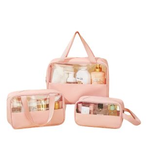 Trousse pour femme transparente rose